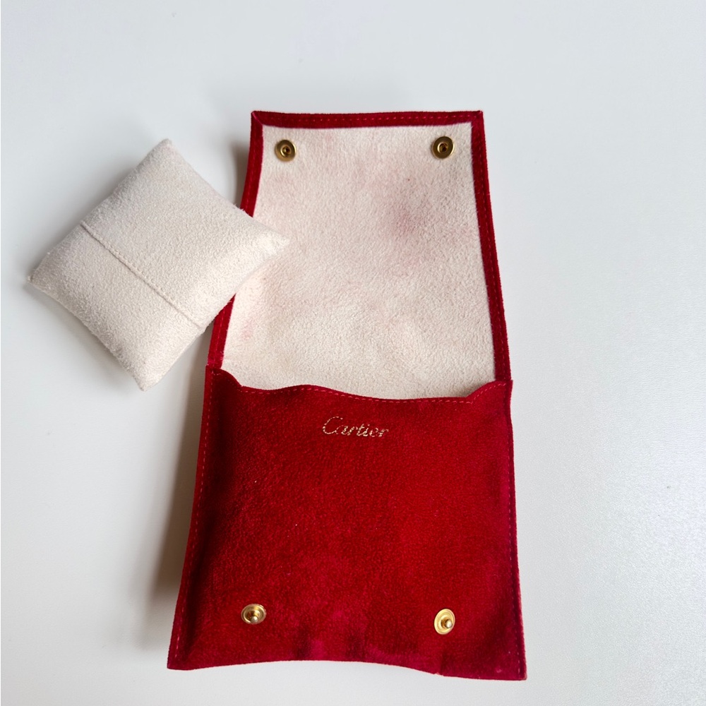 Cartier Red and Cream Velvet Jewelry Pouch